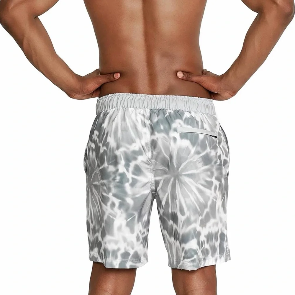 Speedo Men's Swim Trunk Knee Length Boardshort Bondi Printed Gray/White Size S